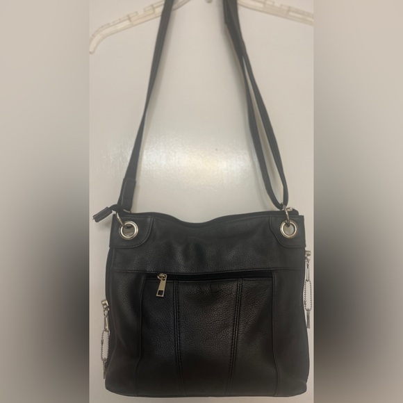Roma woman’s black concealment genuine leather crossbody handbag zip closure - Picture 2 of 10